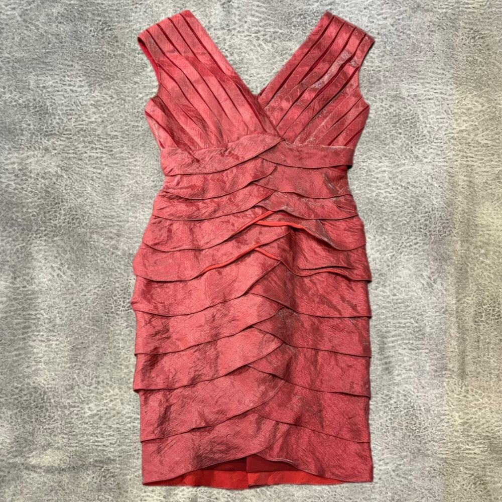 Vintage Adrianna Papell Red Layered Ruffle Mini Dress